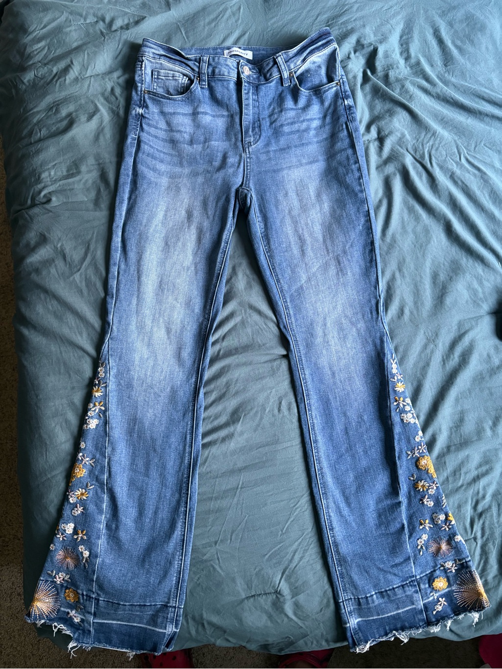 Prosperity Premium Floral Embroidered Flare Jeans